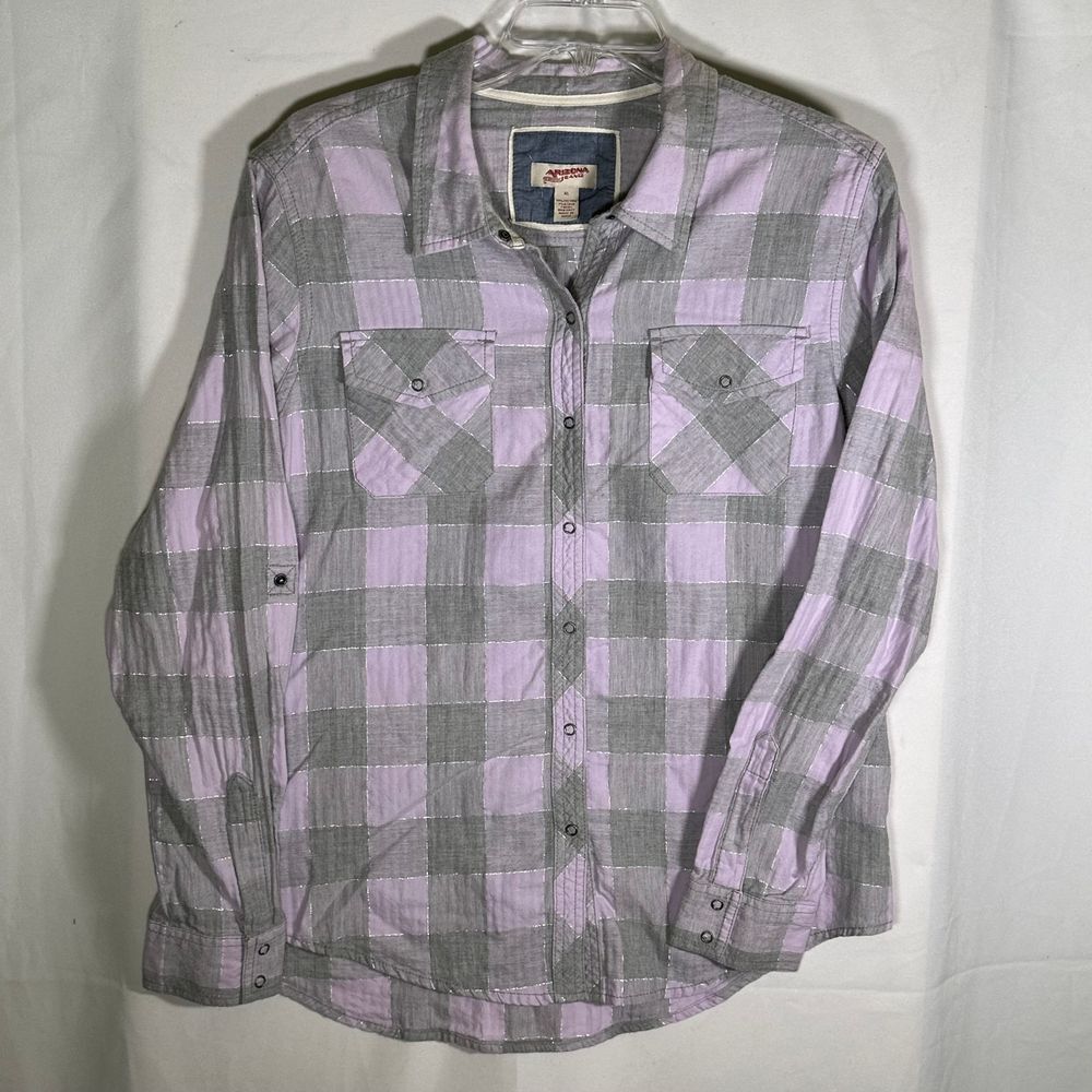 Arizona Sage and Lavender Snap Western Shirt Cowboy Rodeo Plaid Women's Large